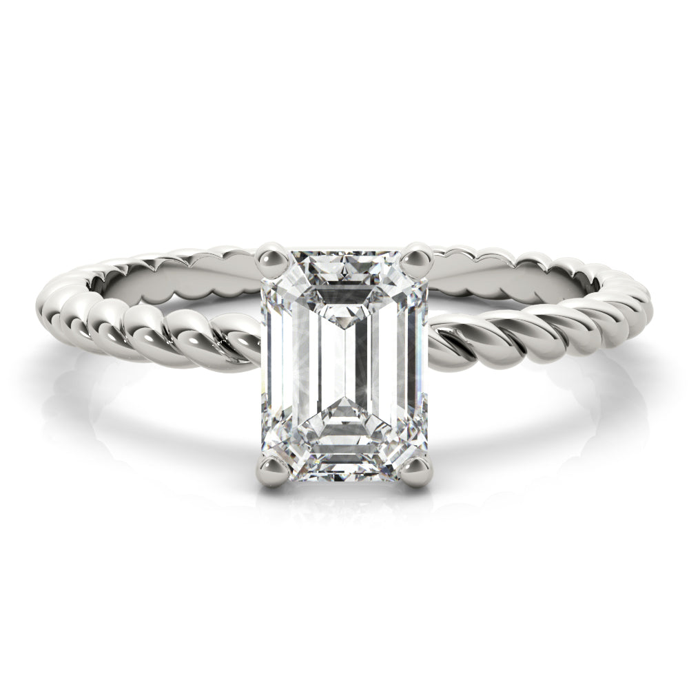 Eleanor Emerald Diamond Solitaire Engagement Ring-VIRABYANI